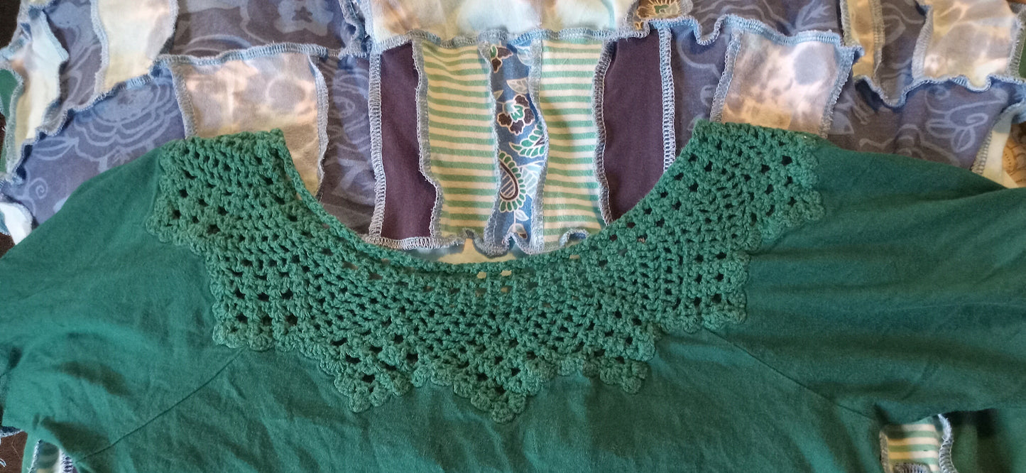 Where Ice Blue Roses Grow Patchwork Tie Dye Eco Dress