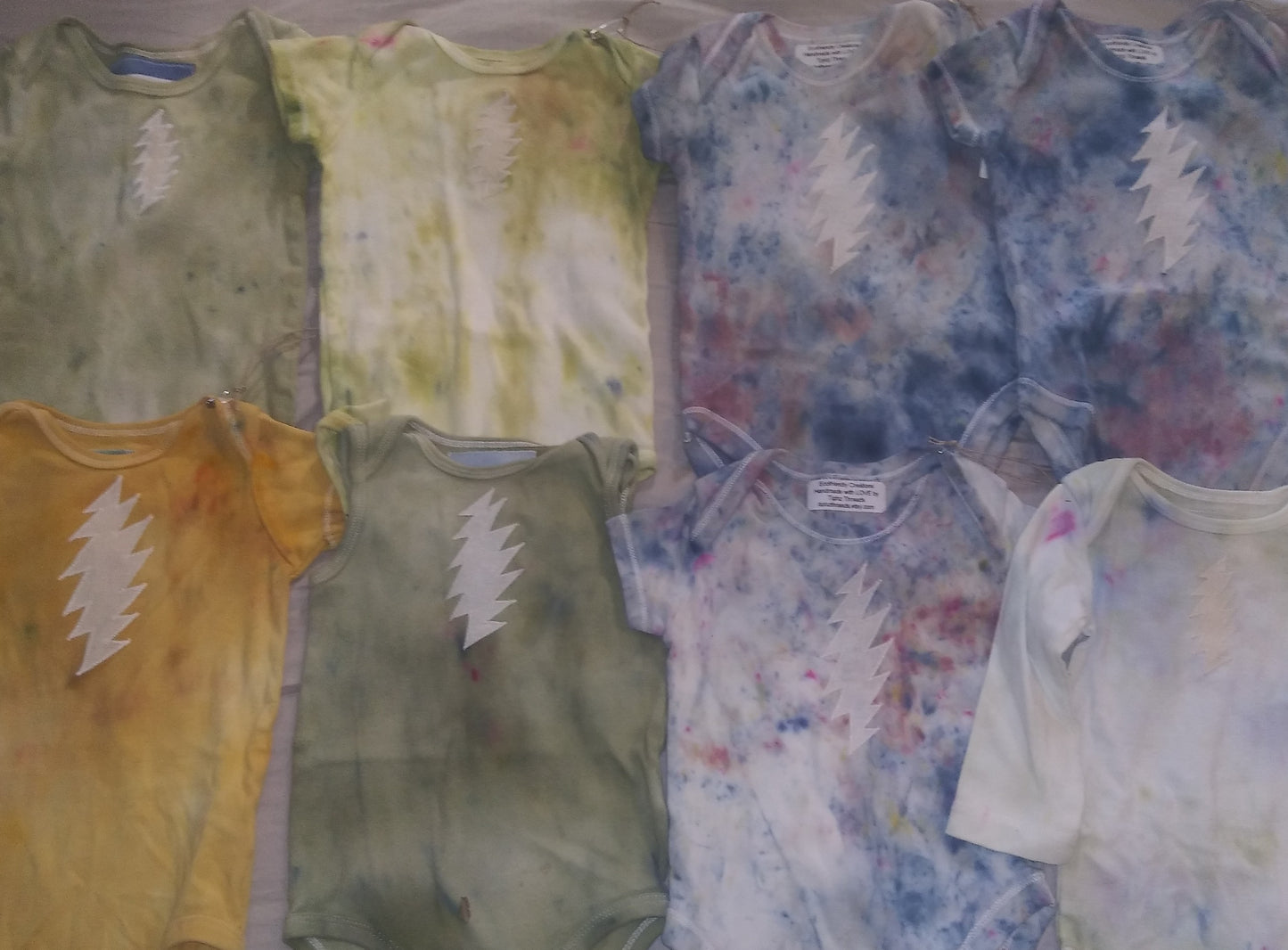 Grateful Baby - Ecofriendly - Tie Dye Onesie - Eco Cotton - Organic - Hemp - Lightning Bolt - Grateful Dead Kids - Long Sleeve Onesie - 18 months