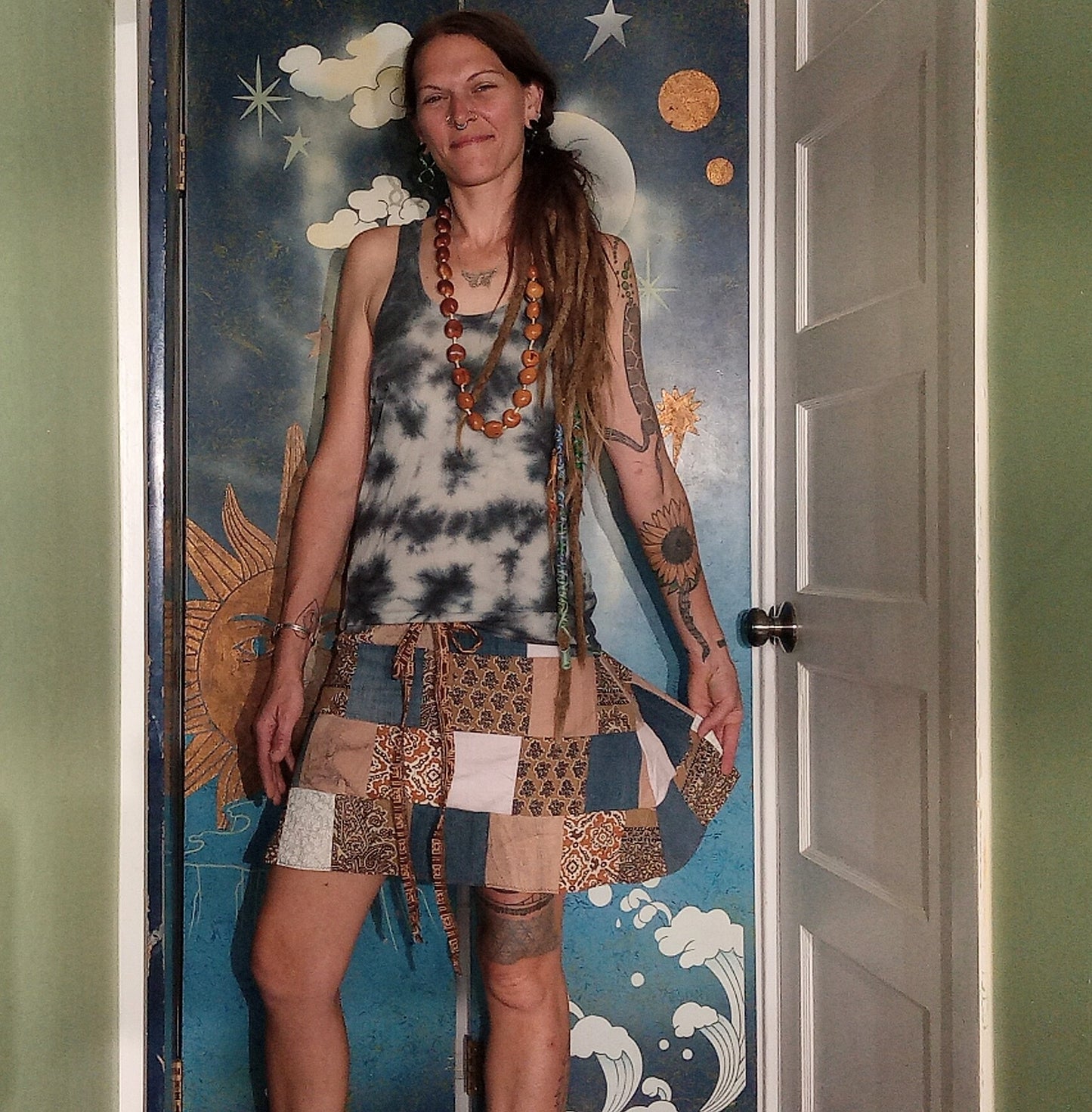 Born in a Desert Handmade Patchwork Hippie Adjustable Eco Skirt