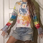 Rainbow Full of Sound Grateful Dead Patchwork Tie Dye Eco Hoodie