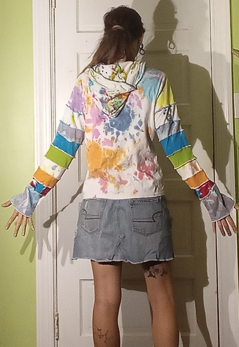 Rainbow Full of Sound Grateful Dead Patchwork Tie Dye Eco Hoodie