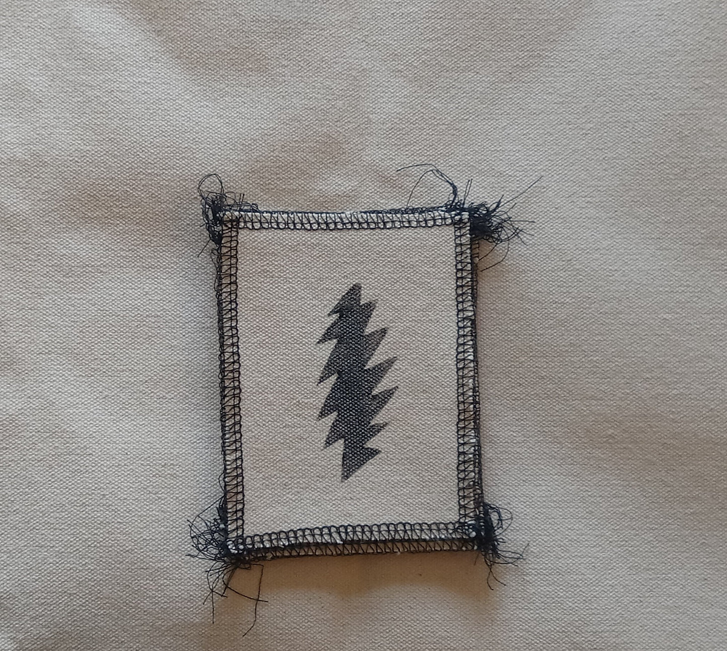 Handprinted Organic Cotton Canvas Grateful Dead Lightning Bolt Sew On Patches