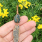 Jade and Black Kyanite Copper Wire Wrapped Pendant