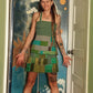 Coastal Forest Patchwork Hippie Adjustable Organic Cotton Skirt