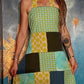Earth and Sky Patchwork Open Back Lace Up Ecofriendly Dress