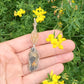 Golden Dogtooth Calcite and Black Kyanite Crystal Pendant - Handmade - Wire wrapped - Sterling Silver - Spirals - Metaphysical - Chakras - Natural Jewelry - Organic Jewelry - Ecofriendly - Hippie - Bohemian
