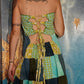 Earth and Sky Patchwork Open Back Lace Up Ecofriendly Dress