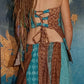 Earth and Sky Patchwork Tank Top and Adjustable Skirt Set