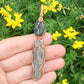 Jade and Black Kyanite Copper Wire Wrapped Pendant