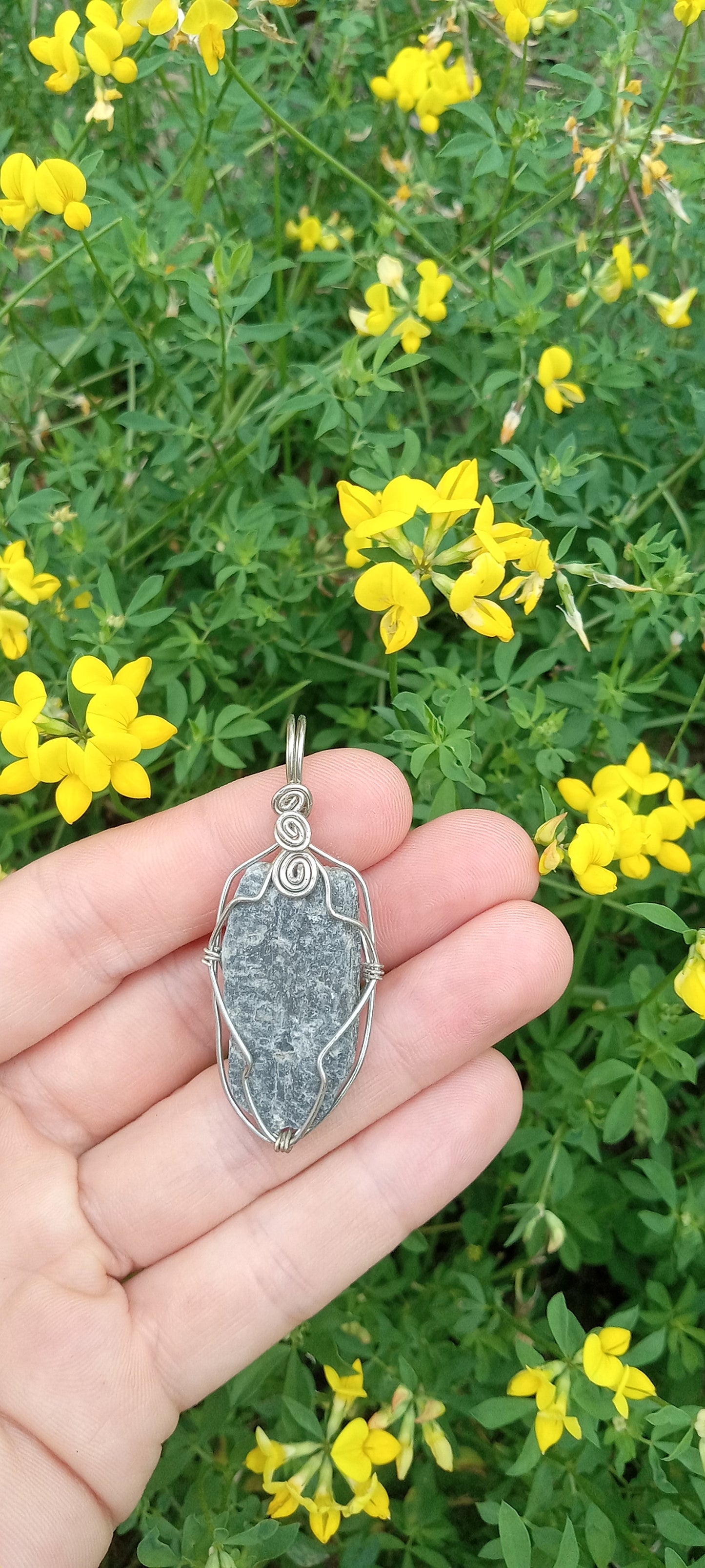 Black Kyanite Sterling Silver Wire Wrapped Pendant