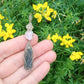 Lepidolite and Black Kyanite Sterling Silver Wire Wrapped Pendant