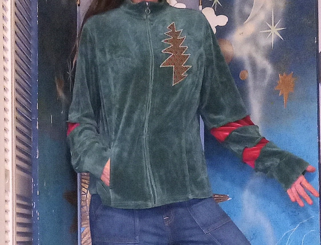 Steal Your Mistletoe Eco Velour Grateful Dead Holiday Track Jacket with Pockets