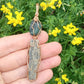 Jade and Black Kyanite Copper Wire Wrapped Pendant