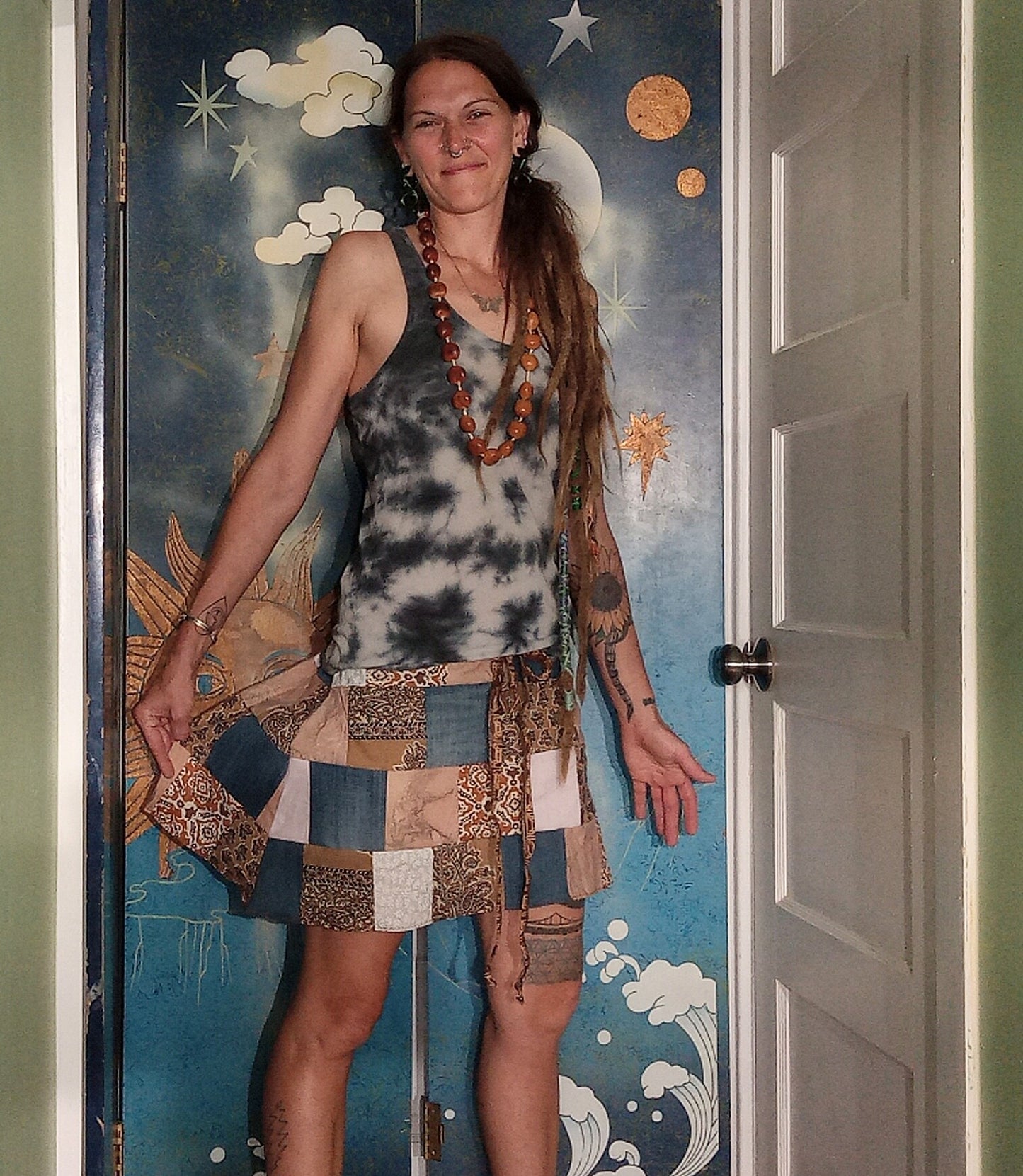 Born in a Desert Handmade Patchwork Hippie Adjustable Eco Skirt