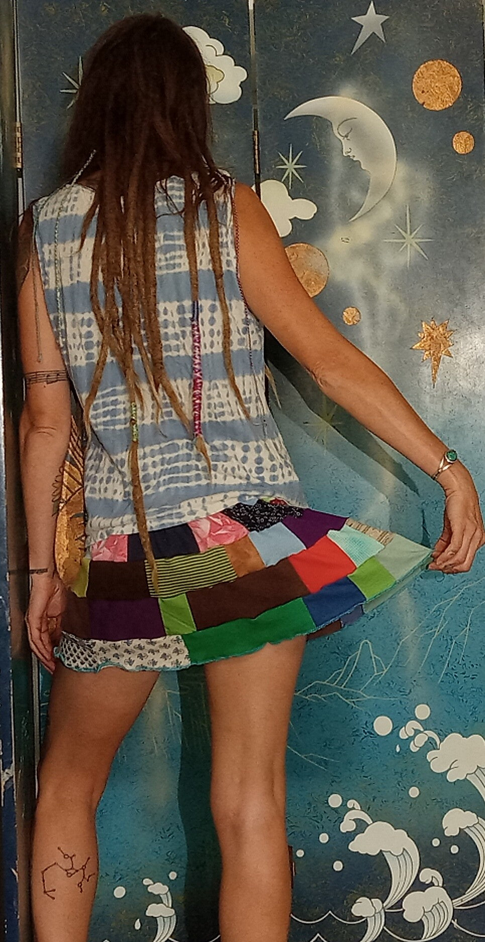 Patchwork Upcycled Adjustable Eco Cotton India Skirt