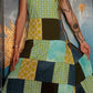 Earth and Sky Patchwork Open Back Lace Up Ecofriendly Dress