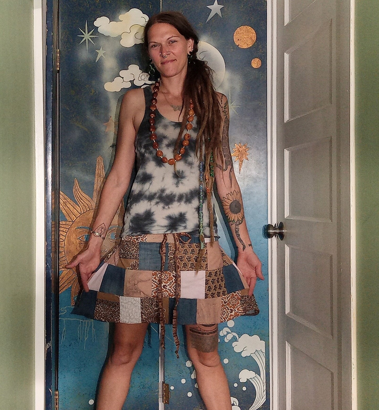 Born in a Desert Handmade Patchwork Hippie Adjustable Eco Skirt