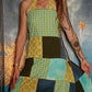 Earth and Sky Patchwork Open Back Lace Up Ecofriendly Dress