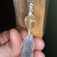 Golden Dogtooth Calcite and Black Kyanite Crystal Pendant - Handmade - Wire wrapped - Sterling Silver - Spirals - Metaphysical - Chakras - Natural Jewelry - Organic Jewelry - Ecofriendly - Hippie - Bohemian